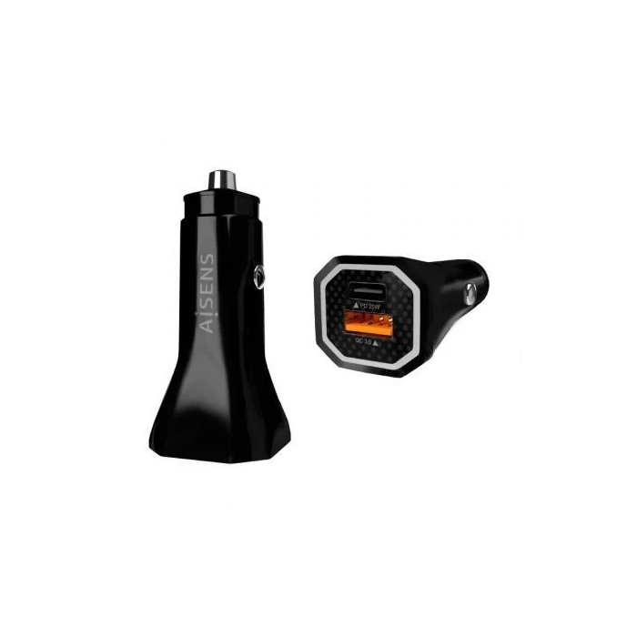 AISENS ASCH-CAR2PQC-BK Cargador Coche 38W 1xUSB-C PD 20W 1xUSB-A QC3.0 18W Negro