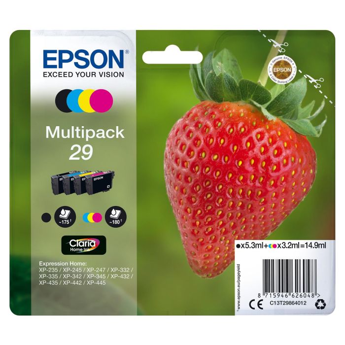 EPSON Expression Home XP-235,XP332,XP432,XP435 Cartucho Multipack 4 colores nº29 EPSON Expression Home XP-235,XP332,XP432,XP435 Cartucho Multipack 4 colores nº29