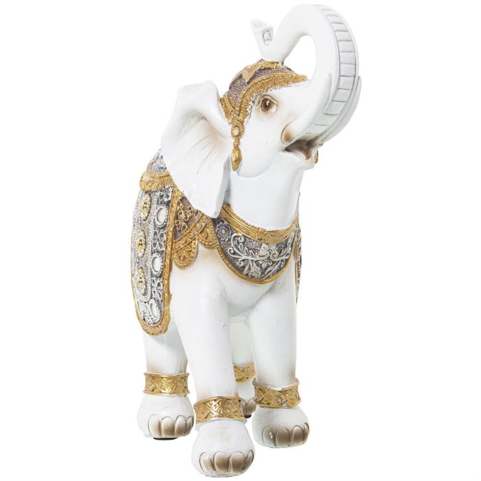 Figura Decorativa Alexandra House Living Blanco Dorado Plástico Elefante 13 x 26 x 27 cm 2