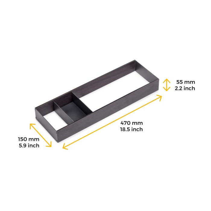 Emuca Organizador Orderbox para cajón, 150x470mm, Acero y Madera, Gris antracita 7 Emuca Organizador Orderbox para cajón, 150x470mm, Acero y Madera, Gris antracita 7