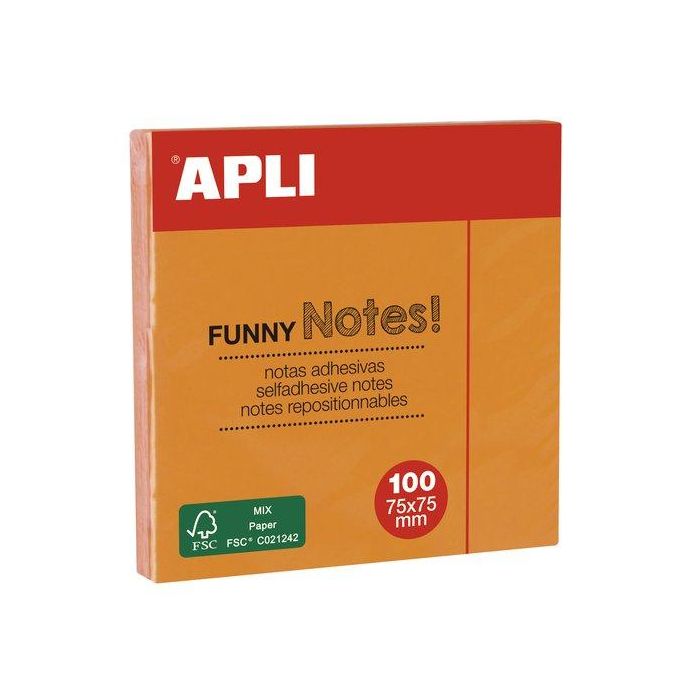 Taco Notas Apli 76X76 Naranja Neon (Set de 12)