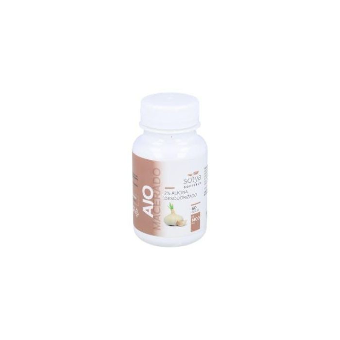 SOTYA Ajo Macerado 60 Perlas. Ayuda a normalizar la presión arterial. Con 60 mg de alicina. Complemento alimenticio.