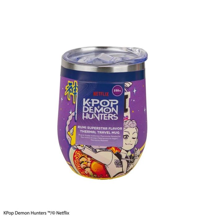 Cinereplicas Taza Viaje Isotermica Kpop Demon Hunters Netflix Rumi Sabor Superstar Anime Coleccionable, 350 ml, Acero Inoxidable