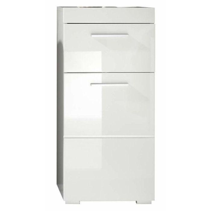 Mueble bajo de baño AMANDA - 1 puerta + 1 cajón - L37 x P31 x H79 cm - Blanco - TRENDTEAM Mueble bajo de baño AMANDA - 1 puerta + 1 cajón - L37 x P31 x H79 cm - Blanco - TRENDTEAM
