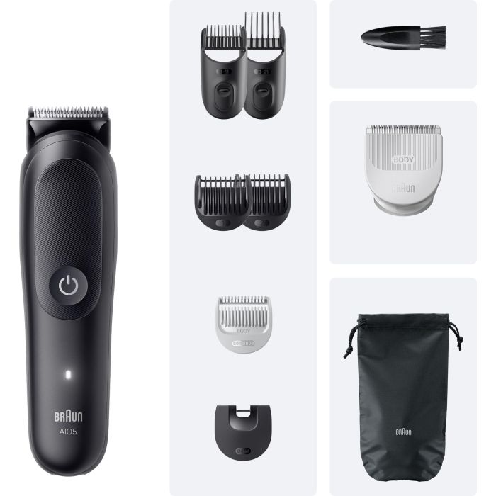 Braun AIO5540 Recortadora de pelo y barba, 120 min autonomía, 14 ajustes de longitud, Negro 1 Braun AIO5540 Recortadora de pelo y barba, 120 min autonomía, 14 ajustes de longitud, Negro 1