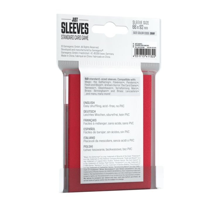 Just Sleeves Standard Card Game Red (50) 1