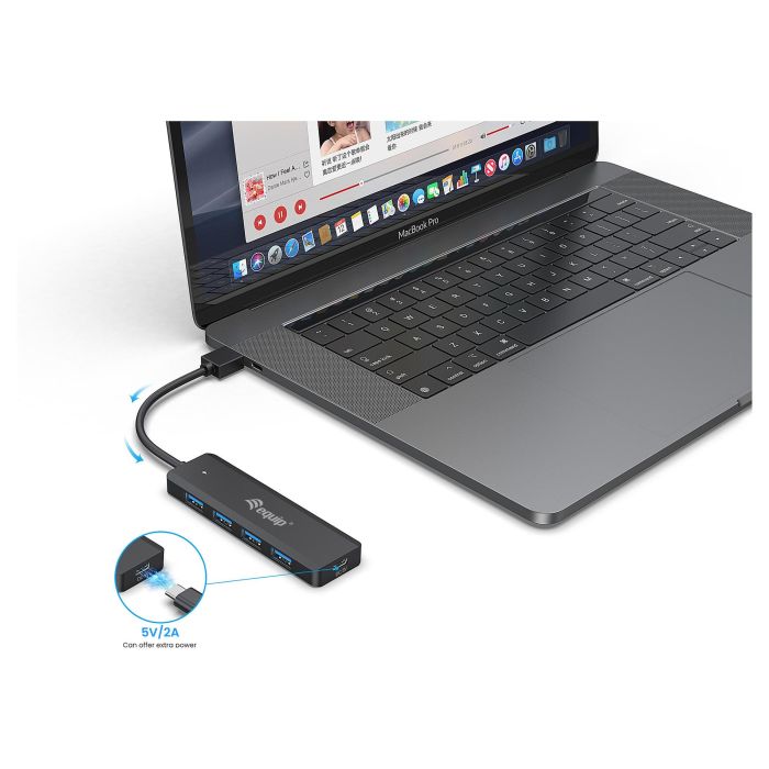 EQUIP HUB USB LIFE A 4 PUERTOS USB 3.2 INCLUYE ADAPTADOR USB-C 3