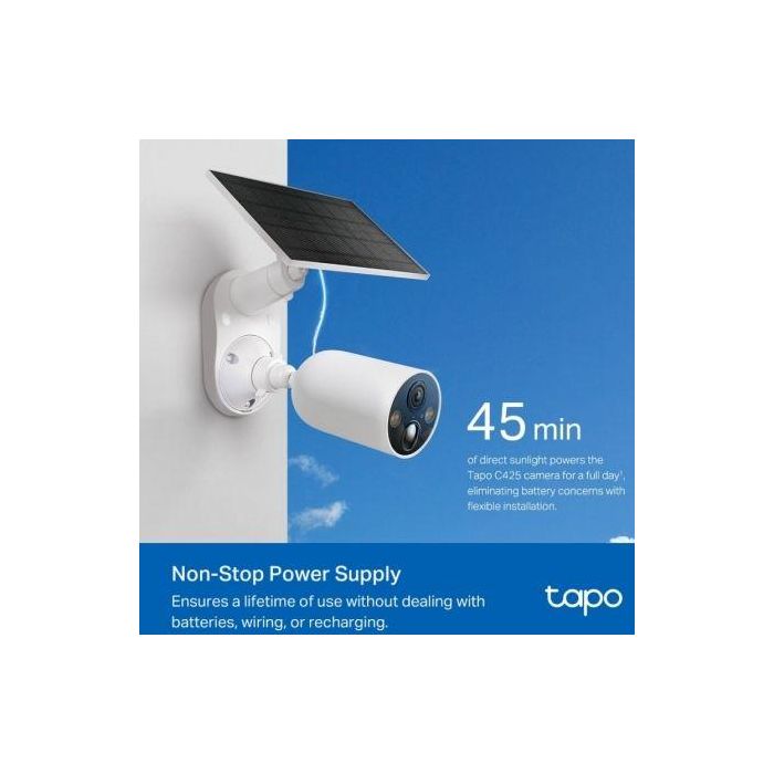 TP-Link Tapo C425 KIT SOLAR - Cámara Vigilancia Wi-Fi 2K QHD, Batería 10000mAh, Visión Nocturna Color, Detección IA, IP66 2