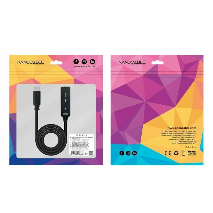 Nanocable Cable Prolongador USB-C 3.2 Gen1 con Amplificador, Macho a Hembra, 5 metros 2 Nanocable Cable Prolongador USB-C 3.2 Gen1 con Amplificador, Macho a Hembra, 5 metros 2