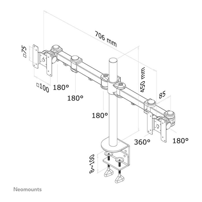Neomounts Brazo para dos monitores FPMA-D960D hasta 27" 8KG Negro 6