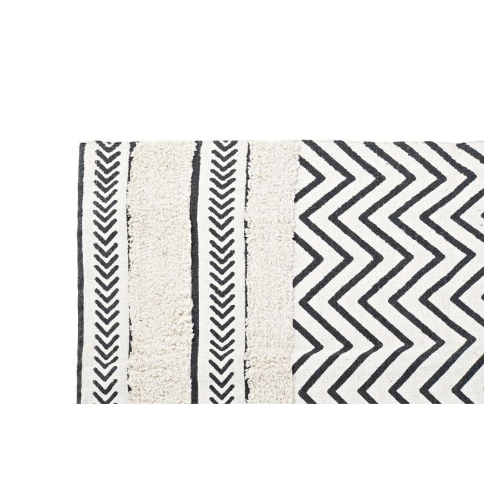DKD Home Decor Alfombra Scandi Negro Blanco Zig Zag Algodon Polyester 226 x 160 x 0.7 cm 1