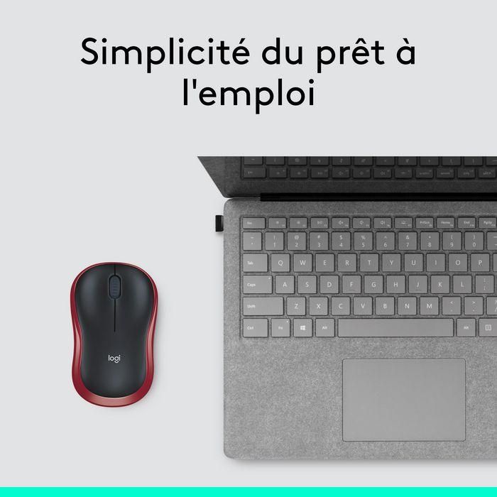 Logitech M185 Ratón Inalámbrico RF Plug-and-Play Rojo con Nano Receptor USB, Ergonómico, Fiable, Batería 1 Año 8