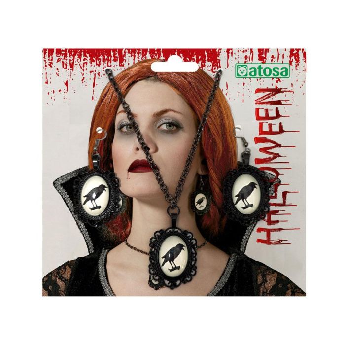 Set De Collar Y Pendientes Victorianos Con Cuervo Para Disfraz De Vampiresa - Complemento Perfecto Para Halloween Y Cosplay 1 Set De Collar Y Pendientes Victorianos Con Cuervo Para Disfraz De Vampiresa - Complemento Perfecto Para Halloween Y Cosplay 1