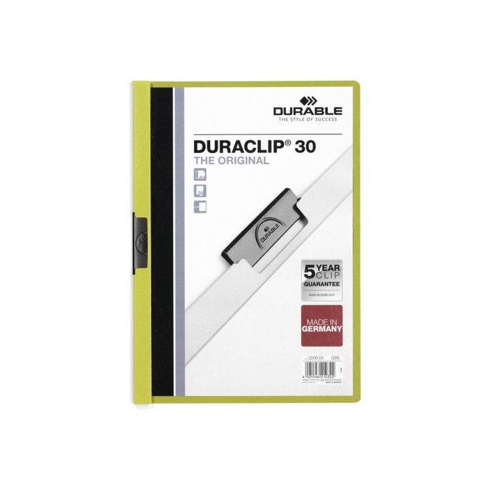 Dosier Clip Duraclip Pvc A4 2200 Pinza Metal 30H Verde Claro (Set de 25)