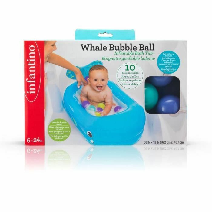 Infantino INF0773554050165 Bañera Inflable de Ballenas con Bolas de Juego Integradas y Térmica 76x45 cm 1