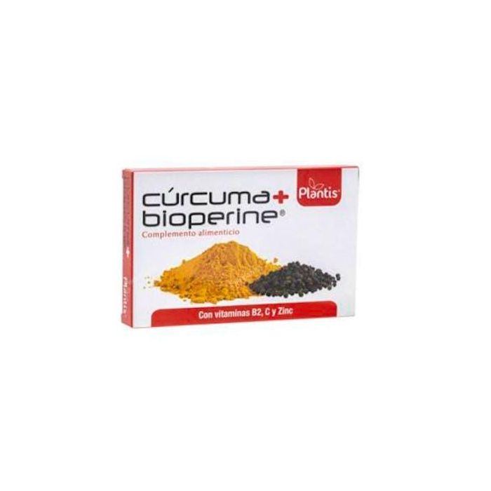 Plantis Cúrcuma + Bioperine 60 Cápsulas con 95% Curcuminoides, Piperina, Vitamina C, B2 y Zinc, Sin Gluten/Lactosa