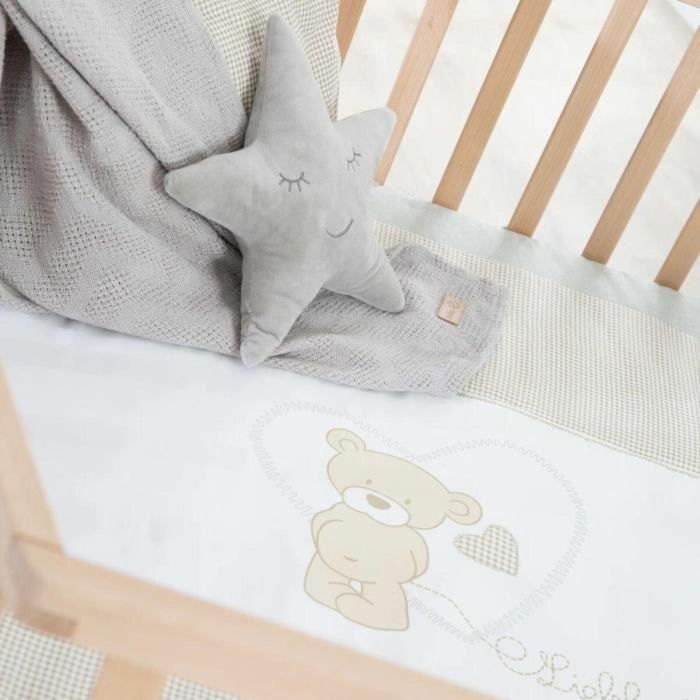 Roba Parque infantil hexagonal - Altura regulable - Base extraíble - 6 ruedas con freno - Madera natural - Diseño de osito de peluche 3