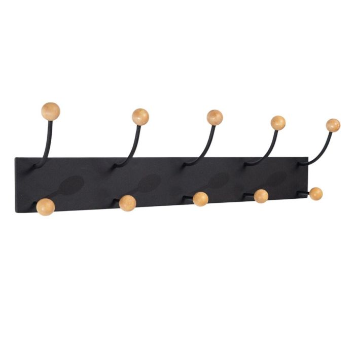 Perchero de Pared Romimex Negro Metal Madera de pino 66 x 19 x 13 cm