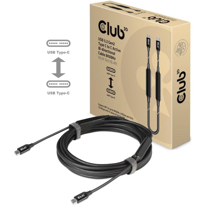 Club 3D CAC-1535 Cable USB 3.2 Gen 2 Tipo C a Tipo C Macho a Macho 5 Metros 10 Gbps Negro 2