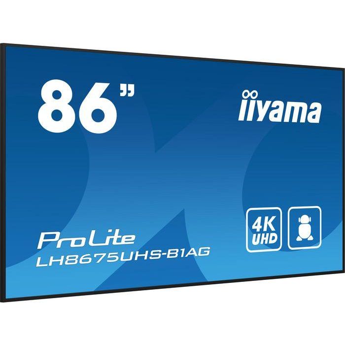Monitor Iiyama 86" (LH8675UHS-B1AG) 3840X2160 / 4K Uhd / 24/7 / 500 Cd/M / 8Ms / Dp / 3Xhdmi / Micro Sd Slot / E-Share /Iisignage 2 / Rj45 / Sdm Slot Pc / Android 11.0 / Vesa 600X400 2 Monitor Iiyama 86" (LH8675UHS-B1AG) 3840X2160 / 4K Uhd / 24/7 / 500 Cd/M / 8Ms / Dp / 3Xhdmi / Micro Sd Slot / E-Share /Iisignage 2 / Rj45 / Sdm Slot Pc / Android 11.0 / Vesa 600X400 2