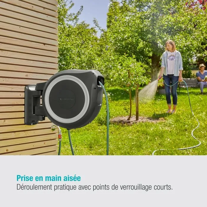 Gardena RollUp L 30 m Enrollador de manguera automático de pared con borde blanco 4