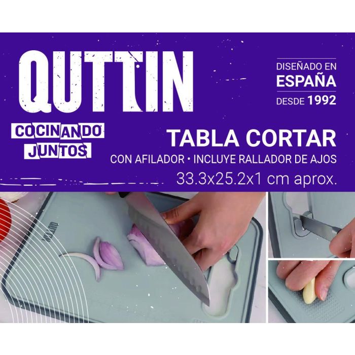 Tabla de cortar con afilador Quttin 33.3 x 25.2 cm (12 Unidades) 2 Tabla de cortar con afilador Quttin 33.3 x 25.2 cm (12 Unidades) 2