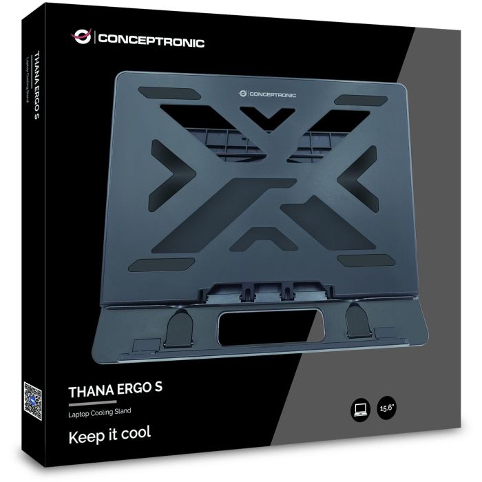 Conceptronic Soporte Base Refrigeración Portátiles hasta 15.6" Ergonómico con Ajuste de Altura y Diseño Disipador de Calor 2