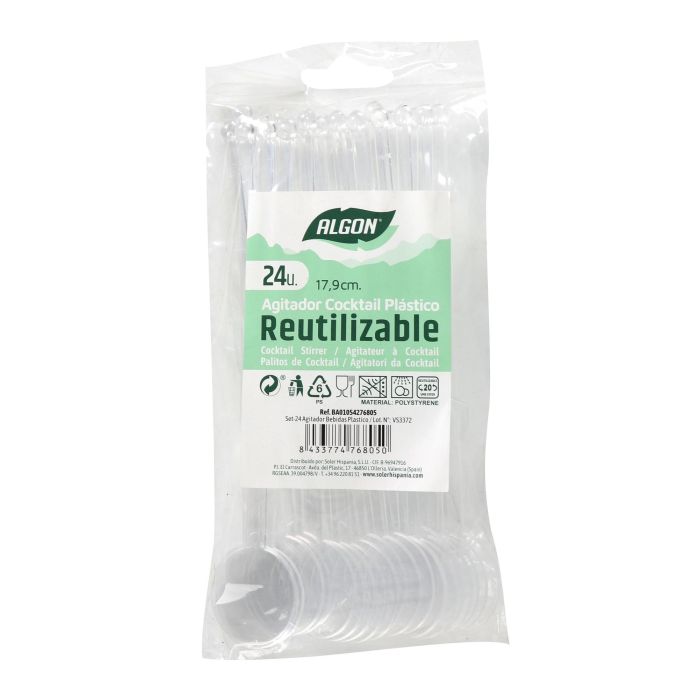 Set de 24 agitadores para bebidas de plástico Algon (24 Cajas) 1 Set de 24 agitadores para bebidas de plástico Algon (24 Cajas) 1