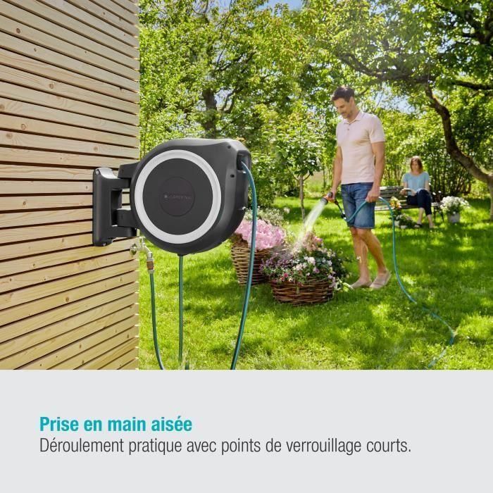 GARDENA Enrollador de manguera automático de pared RollUp M / L 25 m con borde blanco 4 GARDENA Enrollador de manguera automático de pared RollUp M / L 25 m con borde blanco 4
