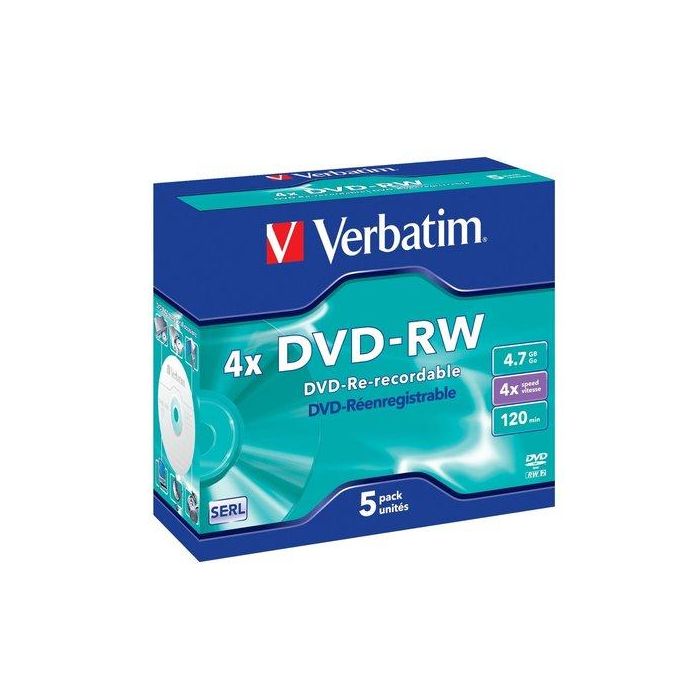 VERBATIM DVD-RW 4.7Gb 4x (Pack 5 unidades)
