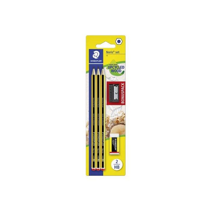 Lapiz De Grafito Staedtler 120 Noris Nº2 - Hb Blister De 3 + Goma (Regalo Afilalapiz) 10 unidades