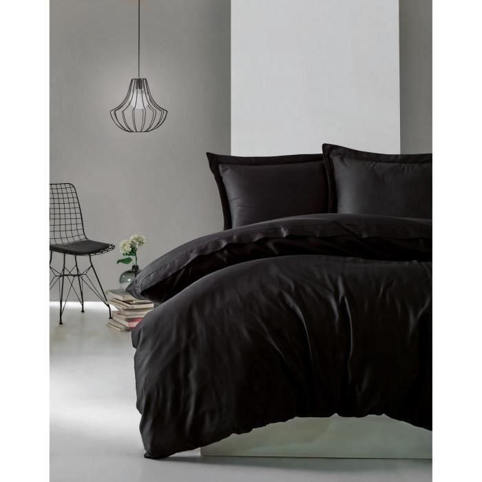 MEN8681875218435 Juego de cama Negro 100% Algodón Satén - Funda nórdica 220x240 cm y 2 fundas almohada 60x60 cm MEN8681875218435 Juego de cama Negro 100% Algodón Satén - Funda nórdica 220x240 cm y 2 fundas almohada 60x60 cm