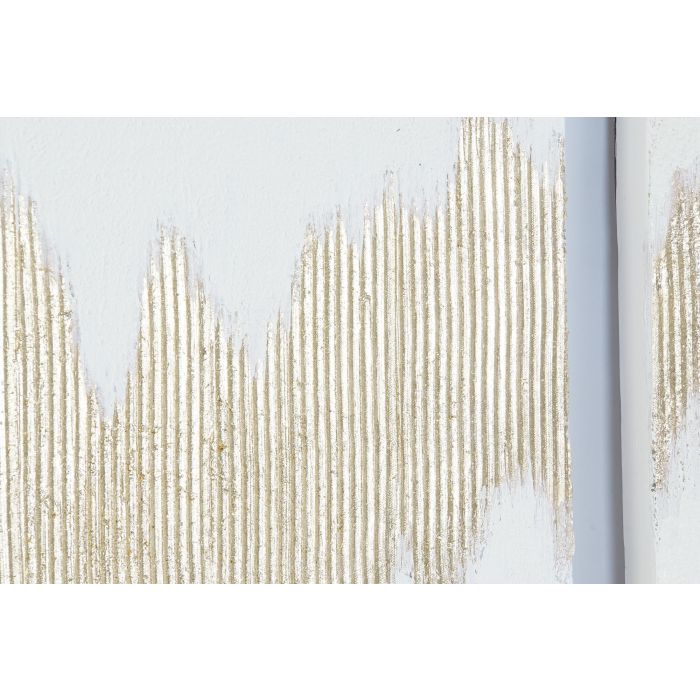 DKD Home Decor Cuadro Abstracto Blanco Dorado Lienzo MDF 120 x 60 x 3 cm (2 Unidades) 2