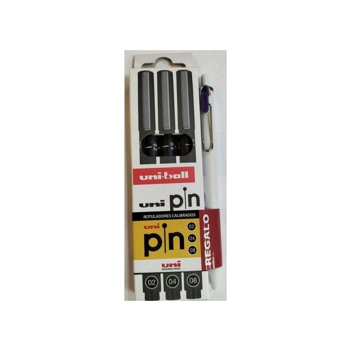 Rotulador Calibrado Uni-Ball Pin Manga Bolsas De 3 (0,2 - 0,4 - 0,8 Mm)