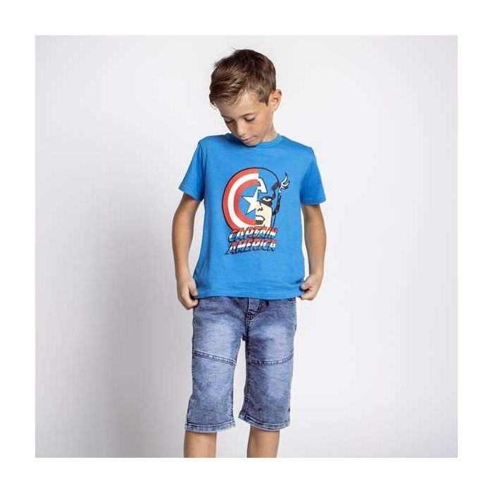 Camiseta de Manga Corta Infantil The Avengers Azul