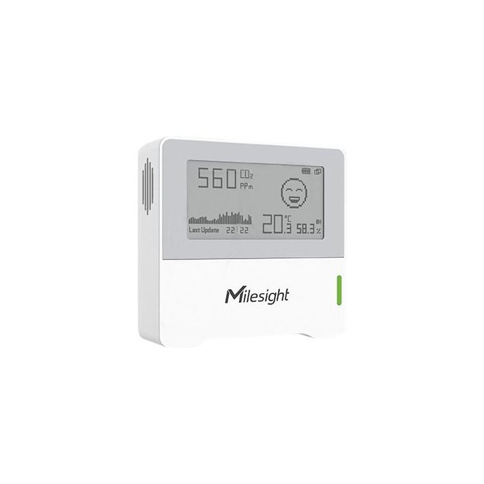 Milesight Sensor de Monitoreo de Ambiente Interior LoRaWAN con Temperatura, Humedad, CO2 y Pantalla E-Ink