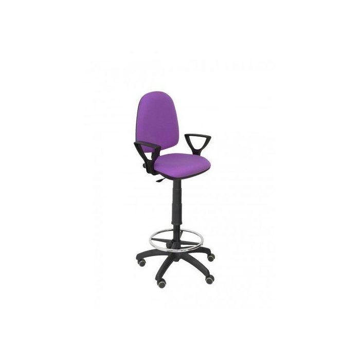 Taburete Piqueras Y Crespo Ayna Brazos Fijos Ergonomico Mecanismo De Contacto Permanente Regulable En Altura Y Aro Reposapies Ruedas De Parquet Asiento Y Respaldo Tapizados Bali Lila