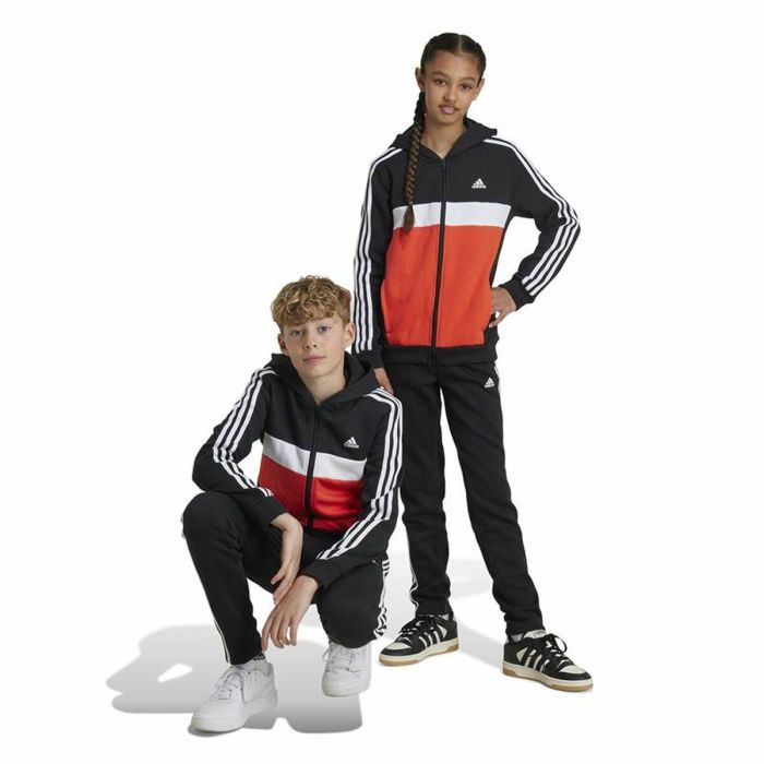 Chándal Mujer Adidas Tiberio 3-Stripes Colorblock Fleece Negro Rojo 2