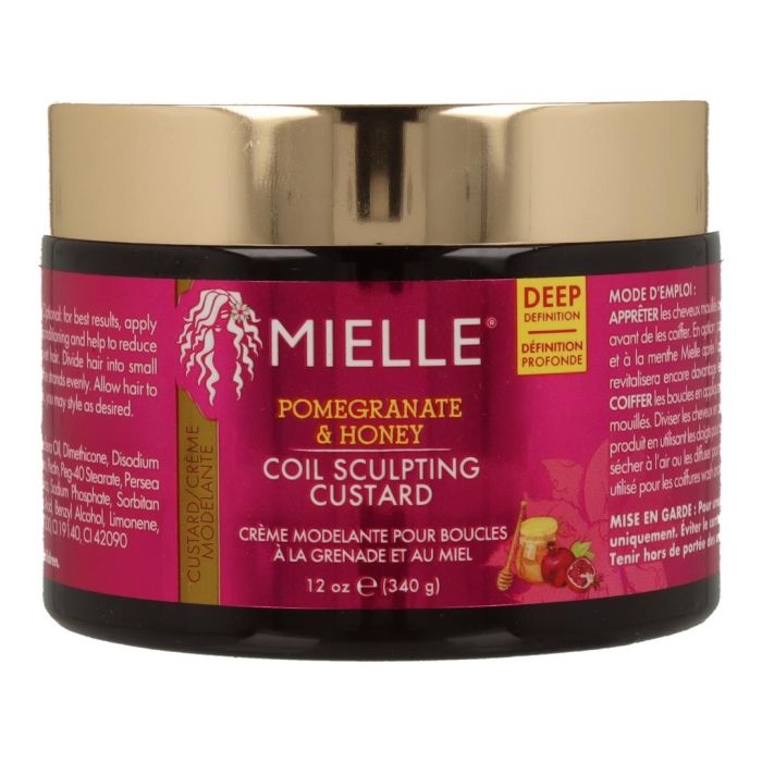 Mielle Gel para peinar Pomegranate & Honey Coil Sculpting Custard 340 g - Hidratación, definición de rizos y brillo duradero