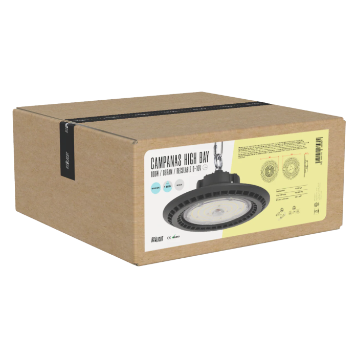 BX3 LIGHT Campana High Bay LED 100W IP65 6000K 120° Reg. 0-10V para Naves Industriales y Almacenes