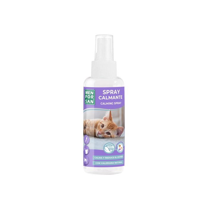 Men For San Spray Calmante Gatos 60 mL | Valeriana, Anti-Estrés y Rascado | Efecto Inmediato para Traslados y Hogar