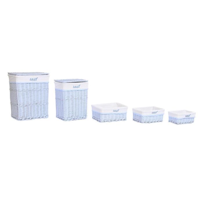 Cesta Ropa Baby DKD Home Decor Azul Celeste 34 x 56 x 44 cm Set de 5 2