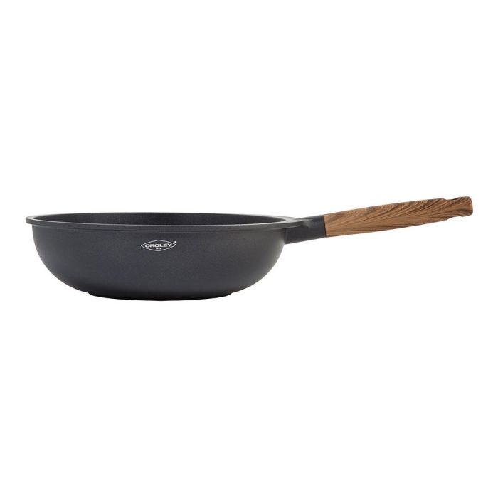 Wok aluminio fundido c/tapa. mango color madera 30cm nature oroley 1