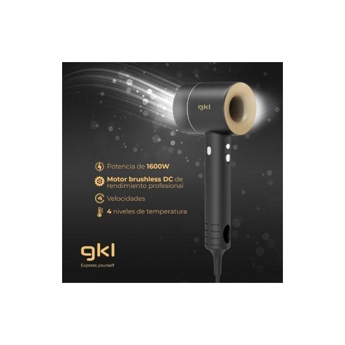 Secador GKL Onyx Sense/ 1600W/ Iónico/ Negro 4