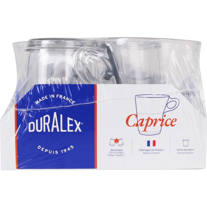 Duralex Set 6 Tazas de Café Apilables Transparentes 22 cl Colección Caprice (8 Cajas) 2