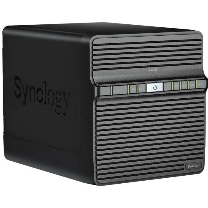 Synology DS423 Servidor de Almacenamiento NAS, Realtek RTD1619B, 2 GB DDR4, 0 TB de Capacidad, DiskStation Manager, Negro