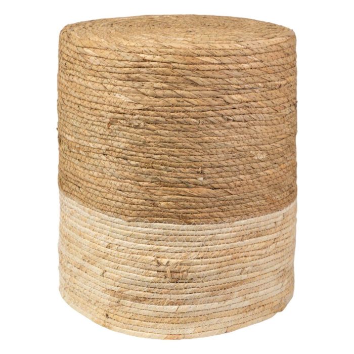 Taburete Romimex Blanco Natural Fibra natural 33 x 39 x 33 cm