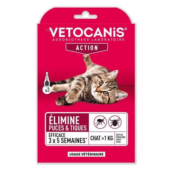Pipetas VETOCANIS Spot On, Anti-pulgas y Anti-garrapatas - Para gato 2 Pipetas VETOCANIS Spot On, Anti-pulgas y Anti-garrapatas - Para gato 2