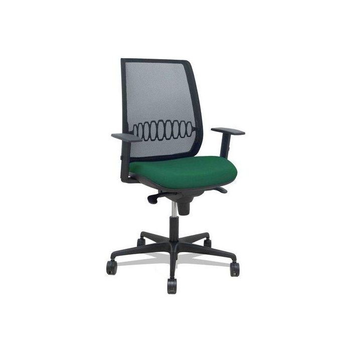 Silla Piqueras Y Crespo Alares Brazos Regulables Ergonomica Mecanismo Sincro Respaldo Malla Negra Asiento Tapizado Bali Verde Botella