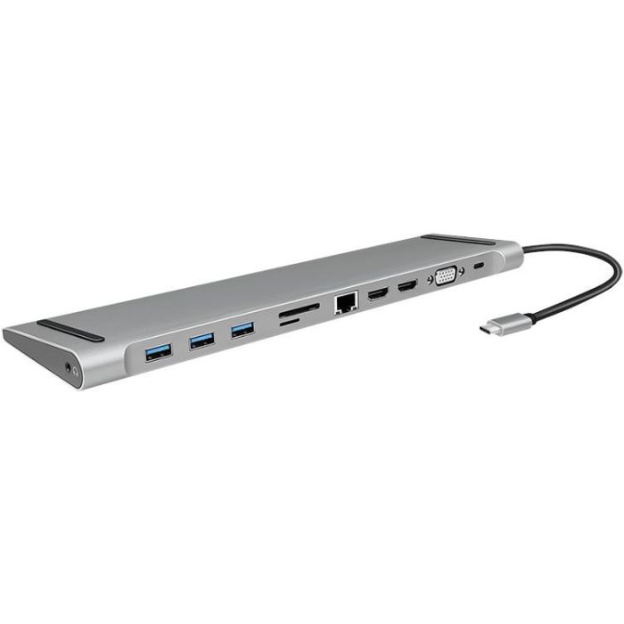 LogiLink UA0373 USB-C 11-in-1 PD 100W Docking Station Plata 2